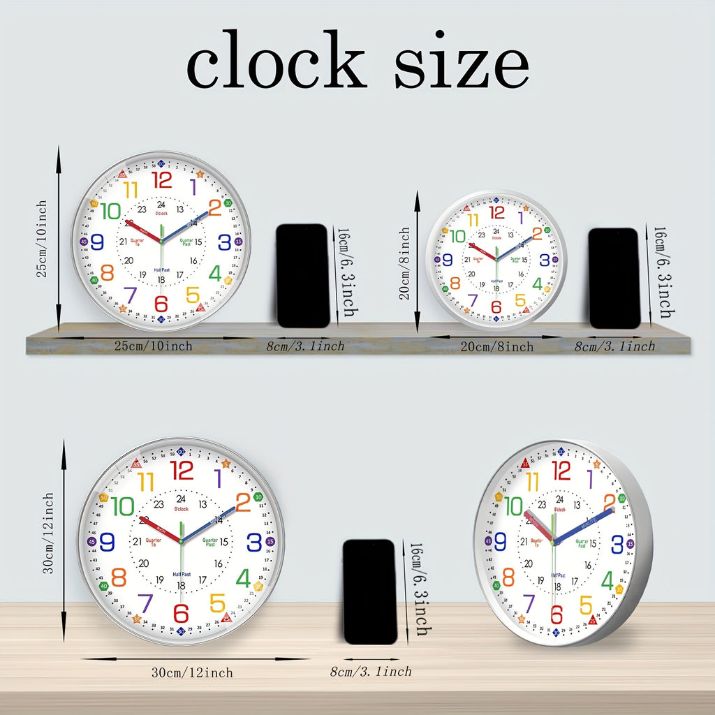 Modern Wall Clock for Bedroom & Classroom, Silent Non-Ticking Quartz Clock, Battery Operated (AA Batteries Not Included), Decorative Timepiece for Living Room & School, 8/10/12/14/16 Inch Options-Perfect Teacher's Day & Back-to-School Gift