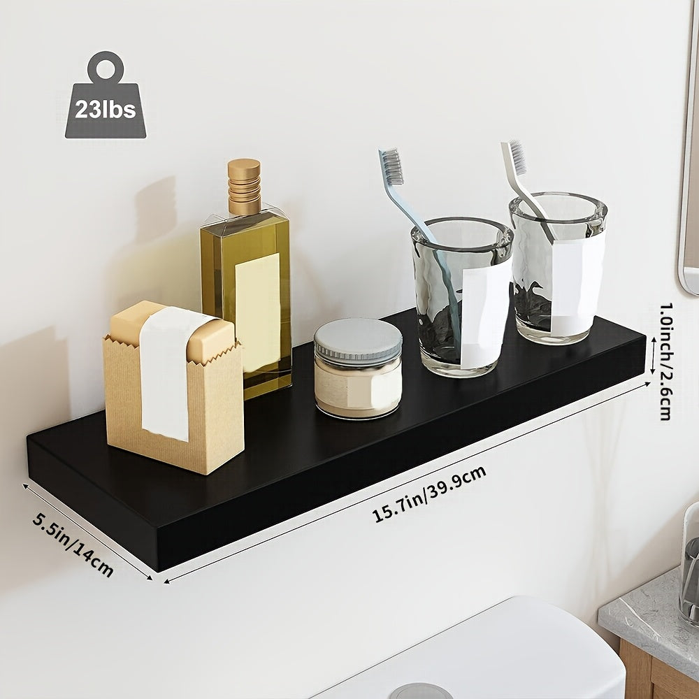 TOMNK 4/8pcs 15.8in Floating Shelves For Wall, Wall Mounted Rustic Wood Shelves For Bathroom, Bedroom, Living Room, Kitchen, Hanging Shelf For Books/Storage/Room Decor, With 22lbs Capacity, Black/Brown/White/Gray