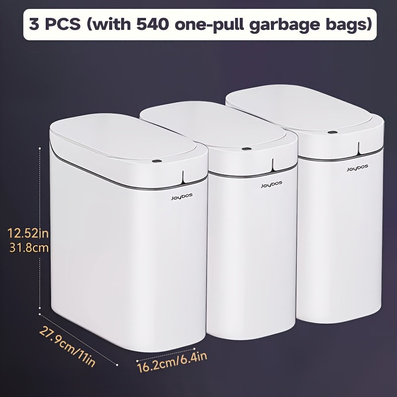 1pc/2pcs/3pcs Self-Emptying Trash Can with Drawstring Bags, Hands-Free Pull-Out Design, 3.8-Gallon Capacity – Ideal for Home, Bathroom, Kitchen, Bedroom & Dorm Room Decor and Accessories