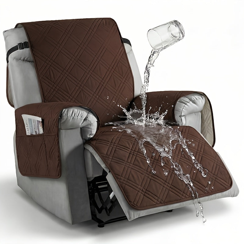 1pc Recliner Cover Sofa Cover, with Pocket Anti Slip Sofa Cushion, Pet Furniture Protective Cover, Quilted Sofa Recliner Cover with Elastic Band, Sofa Protective Cover, Sofa Accessories, Easy to Install, Random ColorShipped From 4 Assorted Colors.