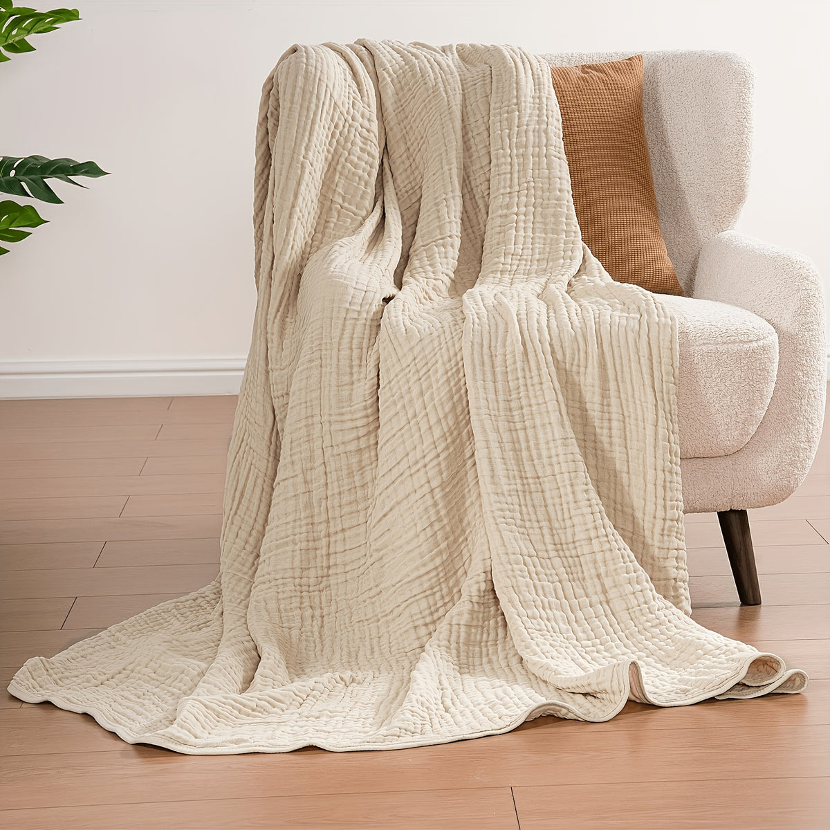 100% Cotton Muslin Blanket 6 Layer, Soft Morandi Color Gauze Blanket for Couch & Bed, Lightweight & Breathable Blanket for All Season, Machine Washable