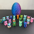 Mini Dragon Figurine Collection with One Dragon Egg, 20 3D Printed Dragons in Gradient Colors for Fantasy Desktop Decor, Party Displays and Collector Gifts