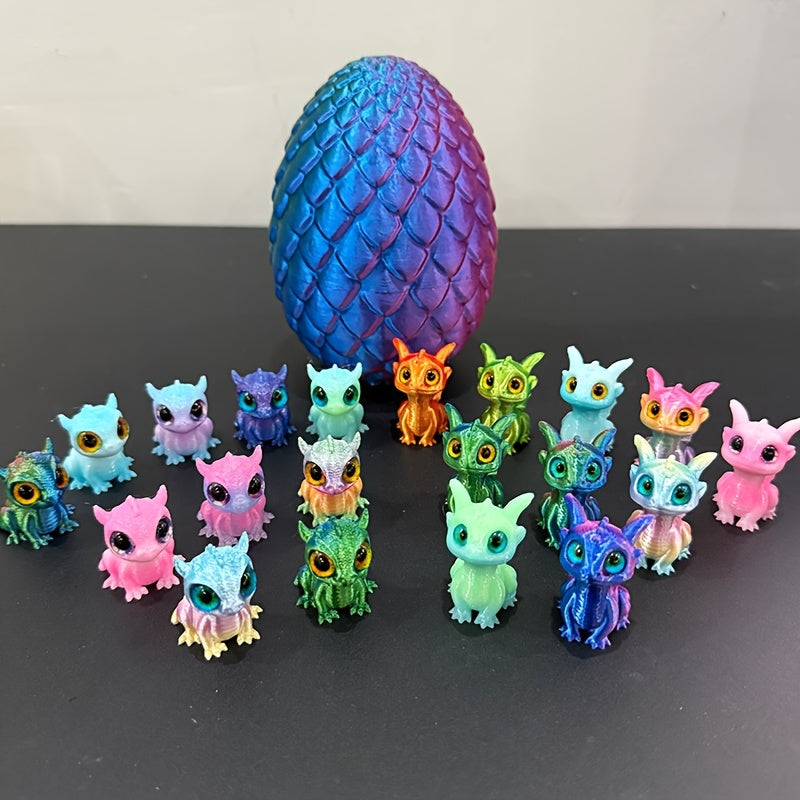 The 20pcs 3D Printed Dragon And Dragon Egg Multi-color Gradient Laser Desktop Decoration Is The Perfect Gift for Friends And Family. It Is Very Suitable for Party And Outdoor And In-car Display Statue Ornaments