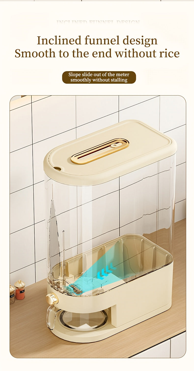 11/22 Pound Large Capacity Press Type Measuring Cup Rice Dispenser | Large Capacity Moisture-proof Sealed Rice Storage Box | Moisture-proof And Insect Proof Design for Rice, Coffee Beans, Legumes, Flour, And Pet Food | Kitchen Utensil Cabinet