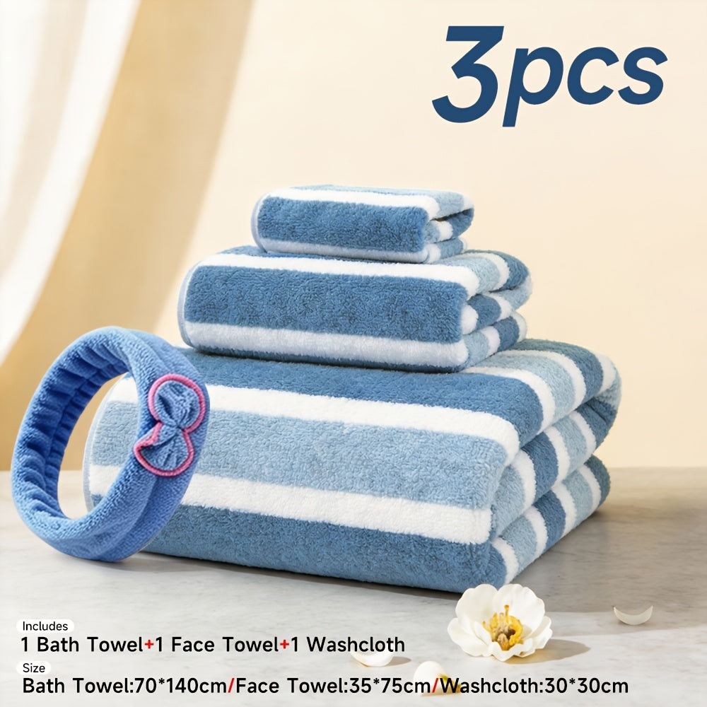 10pcs/3pcs/1pc Towel Set, No Hair Loss, Super Water Absorption, Ultra-Soft Microfiber Beach Towels for Adults, Super Soft Five-star Hotel Standard Two-color Striped Interval Bath Towel Combination(11.81x11.81inch, 13.78x29.53inch, 27.56x55.12inch)