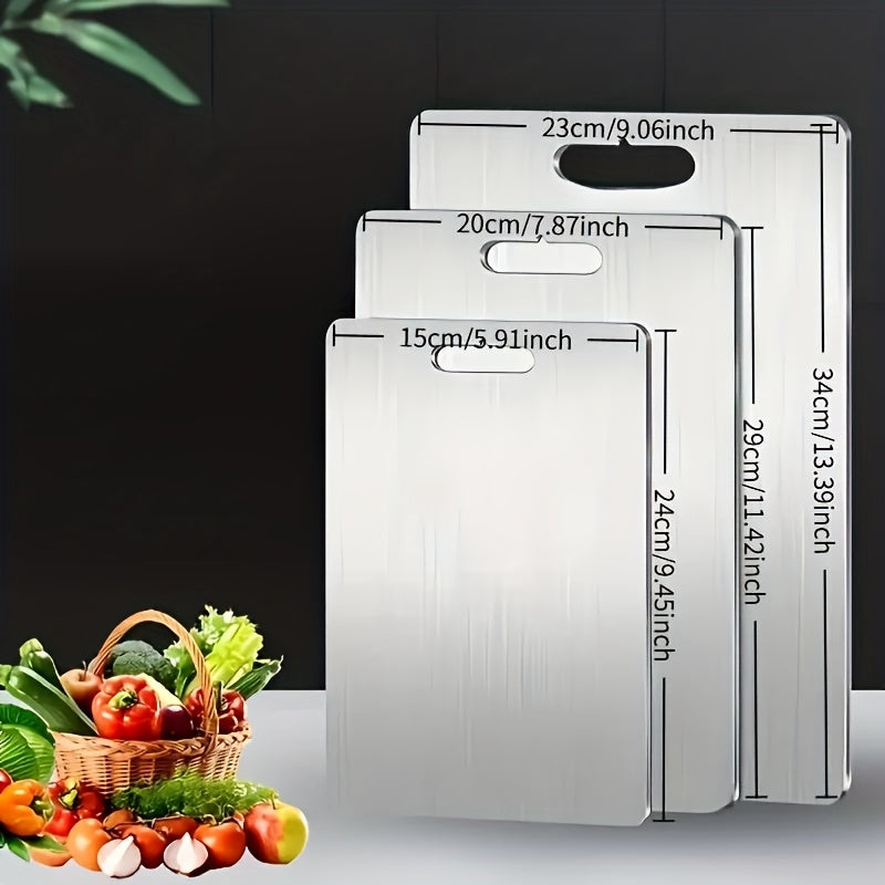 3pcs Titanium Cutting Board Set for Kitchen, 2025 New Upgrade 100% Pure Titanium Cutting Board Kitchen Set, Large/Medium/Small Cutting Boards, Double-Sided Durable Metal Cutting Board