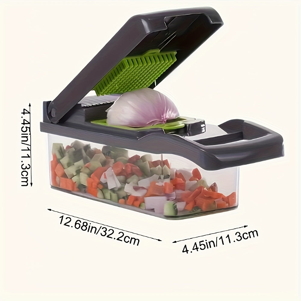 16-in-1 Manual Vegetable Chopper Set, With 8 Blades, Container, Peeler And Filter, Easy Meal Preparation, Professional Onion, Carrot And Garlic Slicer, Kitchen Supplies
