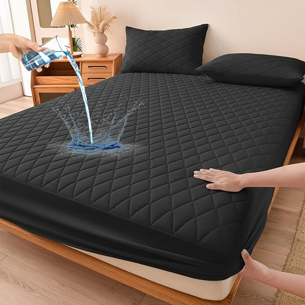 1pc Soft Waterproof Mattress Protector (No Pillowcase) - Breathable & Cool Bed Sheet, Machine Washable, 4 Sizes (Twin/Full/Queen/King), Snug Elastic Edges, 7 Colors - Ideal For Bedroom, Home, Or Hotel Use, Thickened Protective Mattress Cover