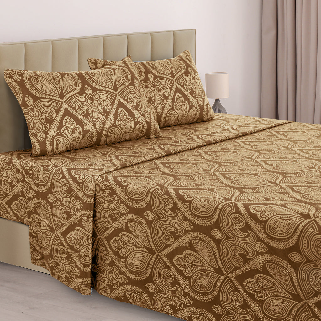 Paisley Bed Sheet Set, Soft Double Brushed Microfiber Bedding with 16-Inch Deep Pocket Fitted Sheet and Pillowcases in Six Sizes for Bedroom Comfort