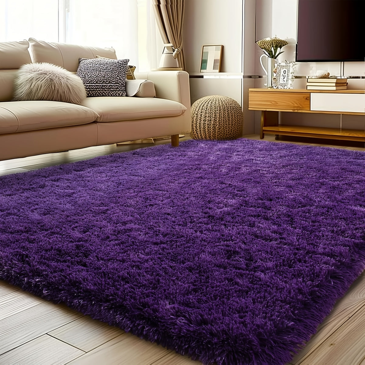 1pc Of Ultra Soft And Thick Fluffy Living Room Carpet, Non Slip, Soft, Comfortable, Fashionable, High-end, Available In Various Sizes And Colors. The Carpet Can Be Used for Bedroom, Dining Room, Living Room, And Office Decoration, Home Decoration