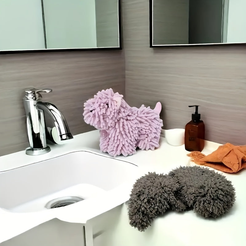 1pc Of Puppy Shaped Hand Towel, Kitchen Hand Towel, Bathroom Hand Towel That Can Be Hung On The Wall, Cute Little Dog Hand Towel, Soft Towel, Absorbent Cloth, Hanging Cloth, Kitchen Supplies, Bathroom Supplies, Cartoon Little Dog Figurine