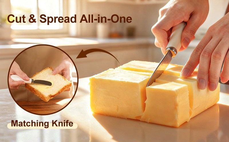 1pc Luxury Large Butter Dish with Lid - Ceramic Countertop Keeper with Knife High-Quality Sealing and Easy-Clean Design - Perfect Kitchen Gift for Butter Lovers Butter Container