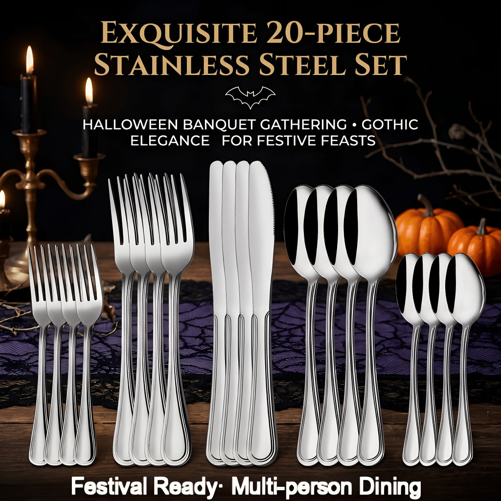 Stainless Steel Flatware Cutlery Set, 20/22/40/60/72pcs for 4/8/12, Silvery/Black/Golden, for Home Kitchen Restaurant Hotel, Affordable Utensils Set, Mirror Polished, Dishwasher Safe, Perfect for Gifts Weddings Outdoor Camping.Local Warehouse