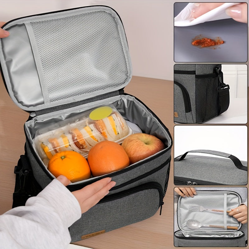 Newest Insulated Lunch Bag, Reusable Insulated Lunch Bag for Men And Women, Leakproof Freezer Bag with Adjustable Shoulder Strap, Portable Fresh Cooler Bag, Outdoor Insulated Handle Bag for Office, Travel, Beach, Picnic, Camping, School