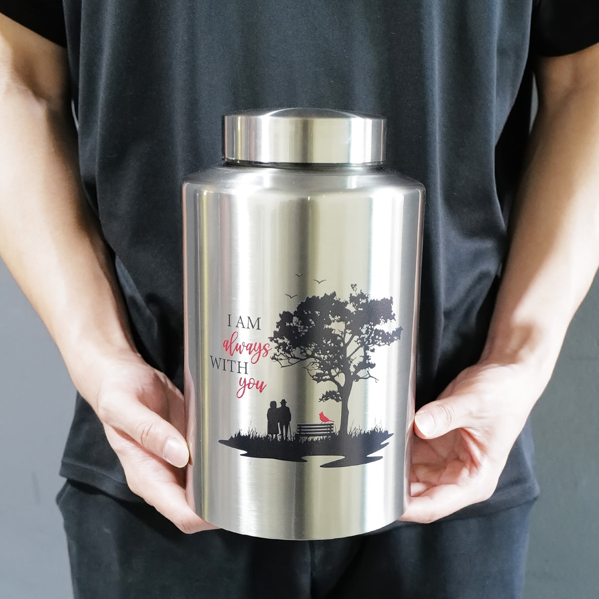 Large Stainless Steel Cremation Urn for Adult Ashes - Holds Up to 220 lbs, Decorative Butterfly Design with Velvet Pouch, Screw Lid & Seal Ring for Secure Storage, Memorial Keepsake | Elegant Text Design | Velvet Pouch Included