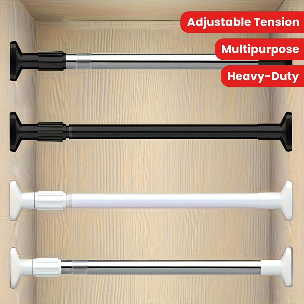 1pc Adjustable Retractable Clothes Hanger - Durable Metal Construction, with Shower Curtain, Door Hook, Wardrobe Support, And Household Clothes Hanger, Wall-Mounted Installation, Home Organization | Modern Clothes Hanger Design | Adjustable Length