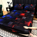 Printed Fitted Sheet Set, 3-Piece Polyester Bedding with Two Pillowcases and 15-Inch Deep Pocket in Twin Full Queen King for Home and Dorm Rooms