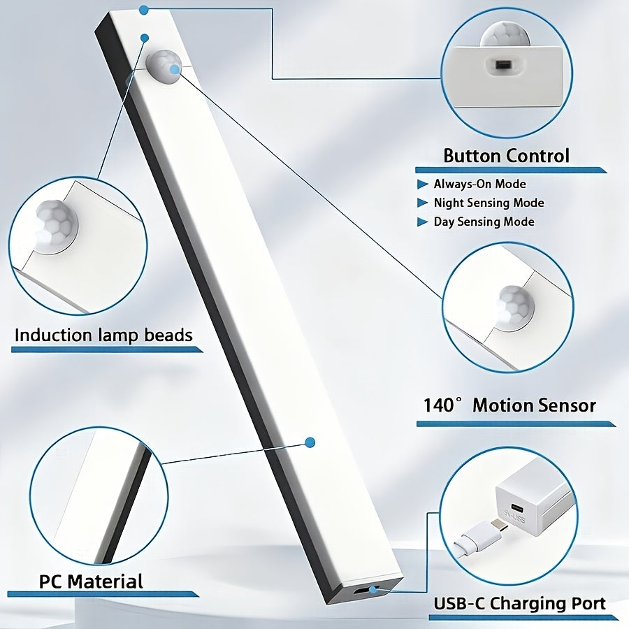 12-Pack Motion Sensor Under Cabinet Lights, USB Rechargeable Wireless LED Closet Lights, 3 Modes, Stick-On Night Lights for Kitchen, Bedroom, Stairs, Wardrobe, Pantry