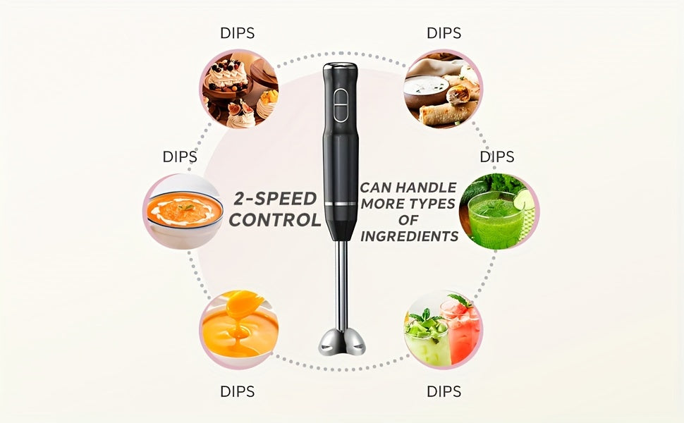 Lalayuan Electric Immersion Blender, Power Handheld Blender, 400W Portable Stick Mixer with 2 Mixing Speeds&Turbo Mode, 304 Stainless Steel Blades, Easy to Grip Speed Corded Hand Mixer, Perfect for Soup Smoothie Puree Food Fruit, with Detachable Base