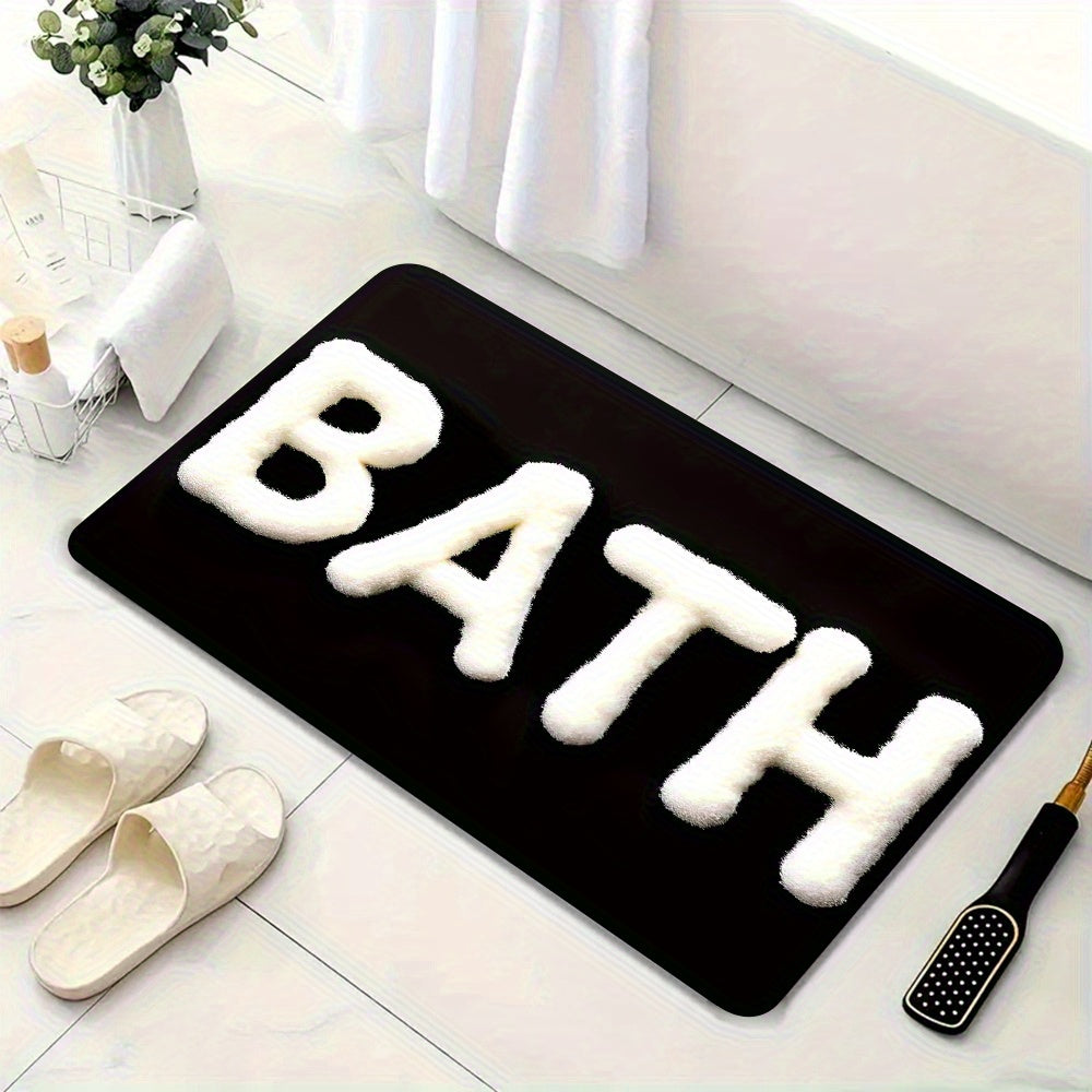 1pc Bathroom Theme Pattern Large Size Non-Slip Diatomaceous Earth Mat, Super Absorbent and Machine Washable, Suitable for Laundry Room and Entryway