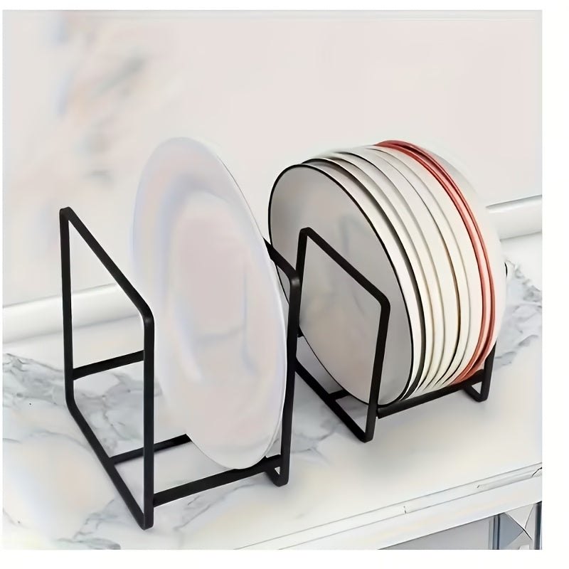 Sleek Black Metal Dish Rack Set - Space-Saving Tiered Shelf Organizer for Kitchen, Durable No-Drill Overhead Mounting, Versatile Plate & Utensil Holder with Pull-Out Design, Ideal for Home Use, Kitchen Organizers, RV Kitchen Bowl Rack