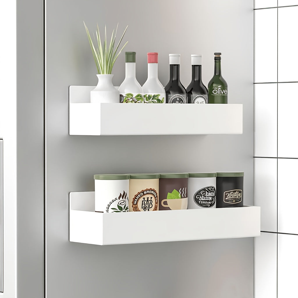 2/4 Movable Metal Refrigerator Magnetic Storage Rack, Multi-purpose Kitchen Bathroom Storage Box, Space-saving Multi-functional Organizer, Simple Appearance.
