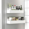 Magnetic Fridge Storage Shelf Set, 2 or 4 Piece Movable Metal Organizer Racks in Black or White for Kitchen and Bathroom Essentials