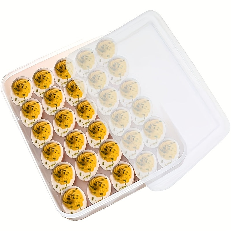 Easter Deviled Egg Tray, 30 Compartments with a Flip-Top Lid Mayonnaise Container - Heavy-Duty Rectangular Storage Box, a Space-Saving Organizer for The Fridge And Pantry