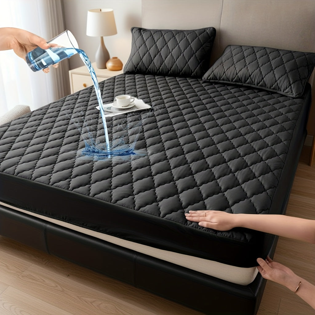 1pc High Quality Mattress Protector with Embossed Design - 11.8-inch Thickened Fitted Cover for Twin/Full/XL/King Beds (Excludes Pillowcases), Bedding Essential In Solid Color, Minimalist Bedroom Must-have