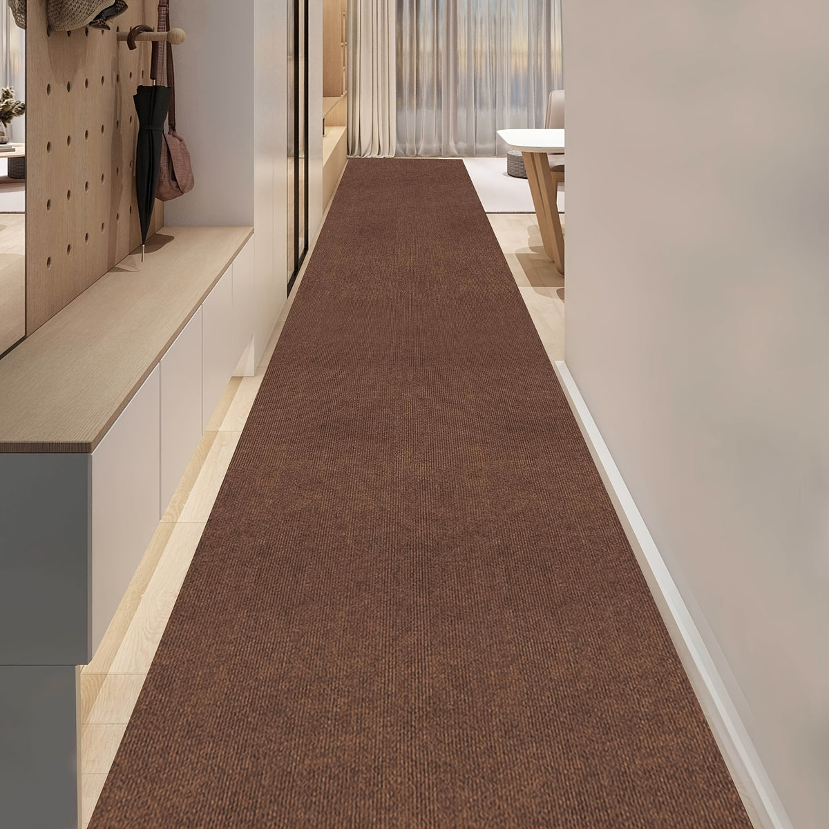 Durable Non-Slip Striped Runner Rug for Indoor/Outdoor Use - for Hallway, Kitchen, Living Room, Garage, Patio, Thickness 0.18 Inch(4.5mm), Adsorption, Non-slip, High Quality, Soundproof, Noise Protection, Floor Decorative, Washable Area Mat