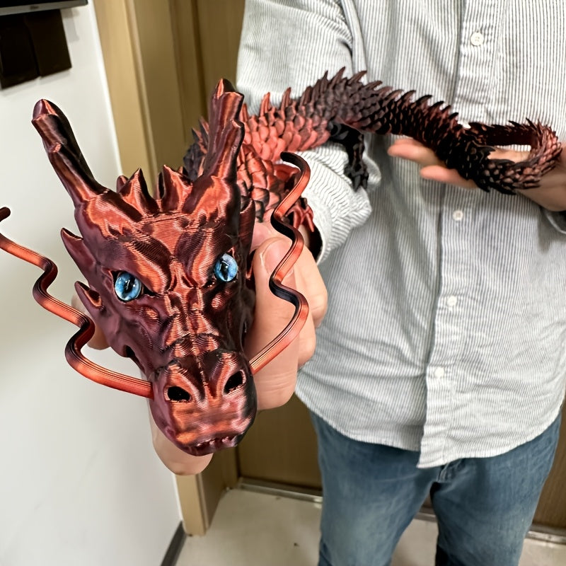 35.4" Giant Poseable 3D Printed Chinese Dragon Collectible Figurines Articulated Joints Fantasy Decor, Flexible Desk Sculpture for Home/ Office/ Car Decor Unique Mother's Day & Father's Day Gifts for Mom Dad, Perfect for Collectors from US Stock