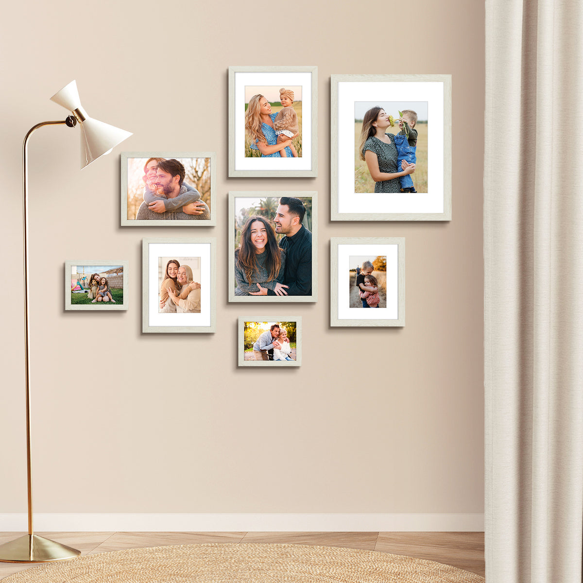 6 Packs 6x8/8x10/9x12/11x14/16x20 Picture Frames Set, Engineered Wood Gallery Wall Frame Set with Plexiglass - Wall Mounting or Tabletop Display