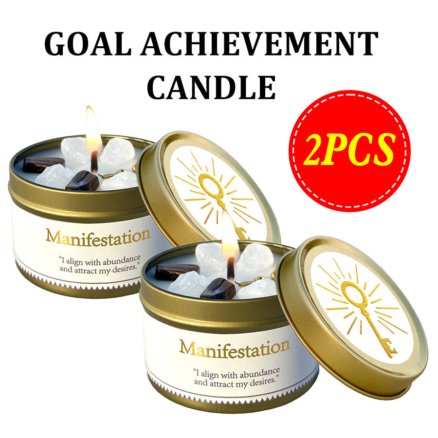 EVODUCK 2pcs/1pc Law Of Attraction Protection Manifestation Candle | Sage Each 3oz/total 6oz Scented Soy Wax Candle With Golden Crystal | For Focus, Meditation, Yoga & Reading | Christmas, New Year, Birthday Gift For Women