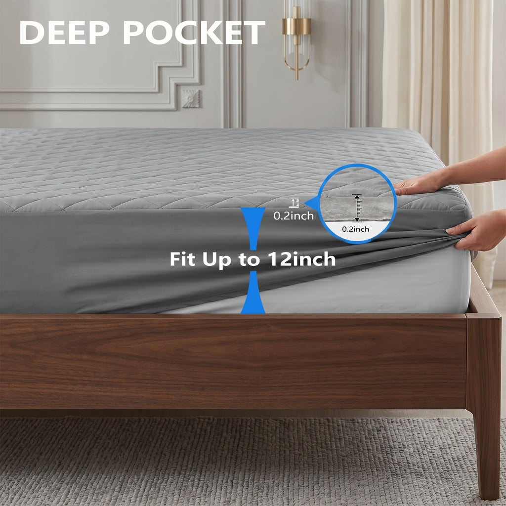 Quilted Waterproof Mattress Covers, 2-Piece Three-Layer Fitted Bedding Set with Selected and Random Colors for Twin Full Queen and King Beds