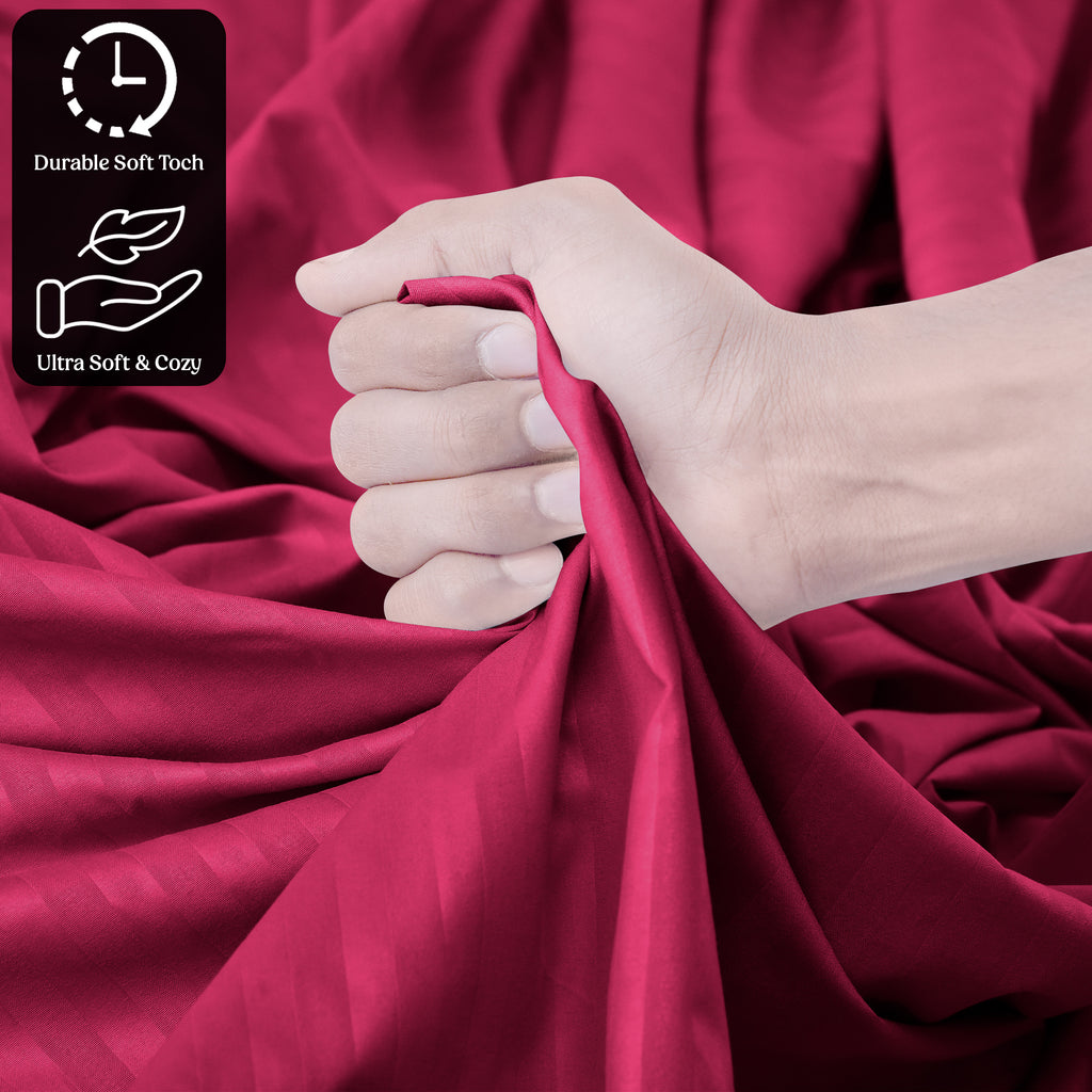 Lux Decor 4/3 Pieces Striped Bed Sheets Set - Hotel Luxury Sheets, Deep Pocket Up to 16 Inches, Extra Soft, Breathable Cooling Sheet & Pillowcases, Easy To Fit, Wrinkle Free, Fade & Stain Resistant Bedding Set