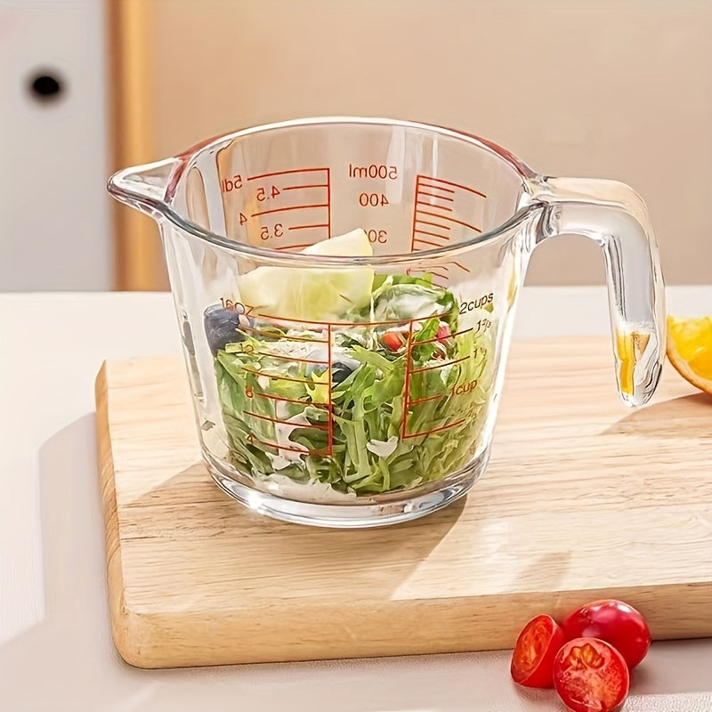 3/1 PCS [Glass Measuring Cup] Microwave Safe, High Temperature Resistant Glass Measuring Cup with Scale And Handle | Suitable for Baking, Cooking, And Kitchen Use | Perfect for Bakery Shops During The Holidays