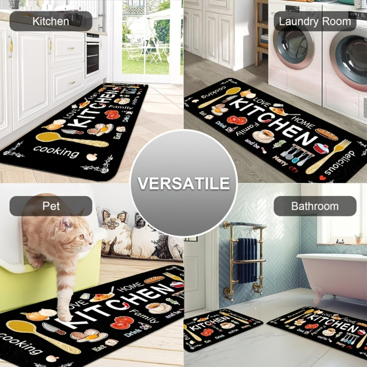 3pcs Kitchen Carpet Set, Egg Beater, Knife And Fork Kitchen Mat Theme, Decorative Carpet, Soft, Easy to Clean, Suitable for Bedrooms, Living And Dining Room, Kitchen, Bathroom, Gifts for Friends And Family, Kitchen Additions, Halloween Decorations