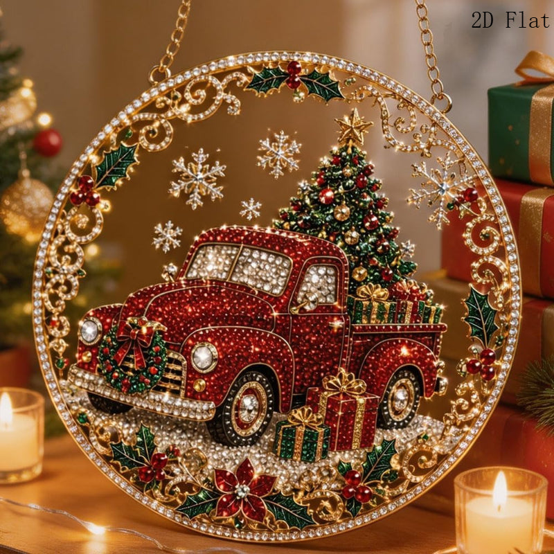 2D Flat Christmas Sun Catcher Hanging Decoration Set, Acrylic Sun Catcher Kit, Suitable for Beginners And Adults, Seasonal Christmas Home Hanging Decoration, 2D Flat Design