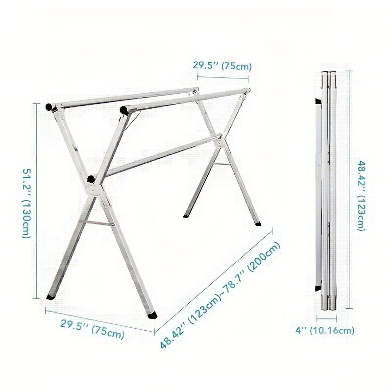 Clothes Drying Rack 63" And 78.7" Two Types, Retractable Length And Folding Outdoor Indoor Use Durable Metal Drying Rack, Drying Rack Clothing Collapsible, Foldable Laundry Drying Rack, Heavy Duty Stainless Steel Clothesline, Drying Racks