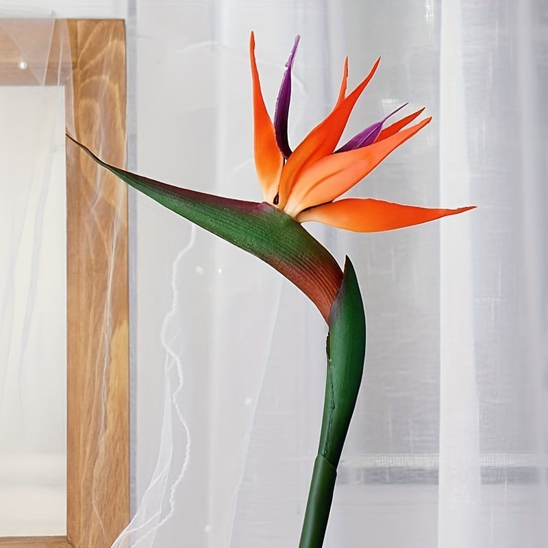 3pcs Artificial Bird Of Paradise Flowers Rubber Strelitzia 24. 5'' Long Stem Flower Suitable for DIY Home Decor Party Theme Display Fall Decor (Orange)