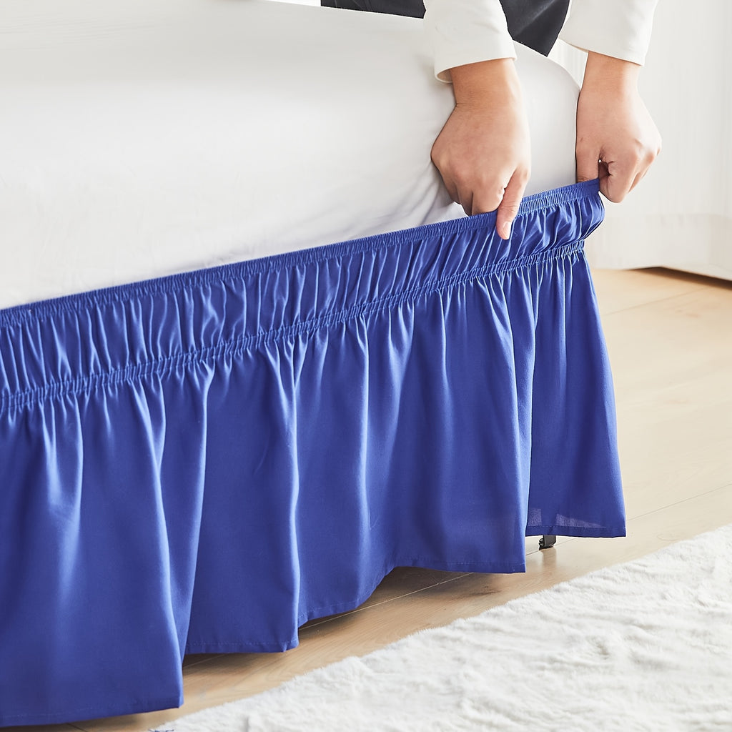 Wrap Around Dust Ruffle Bed Skirt - Fashionable & Long-lasting with Double Elastic Belts - Made for Various Size Beds with 15 Inch Tailored Drop - Easy Fit Adjustable Elastic Strap - Pleated Bedskirt with Brushed Fabric - Wrinkle Free, Machine Wash