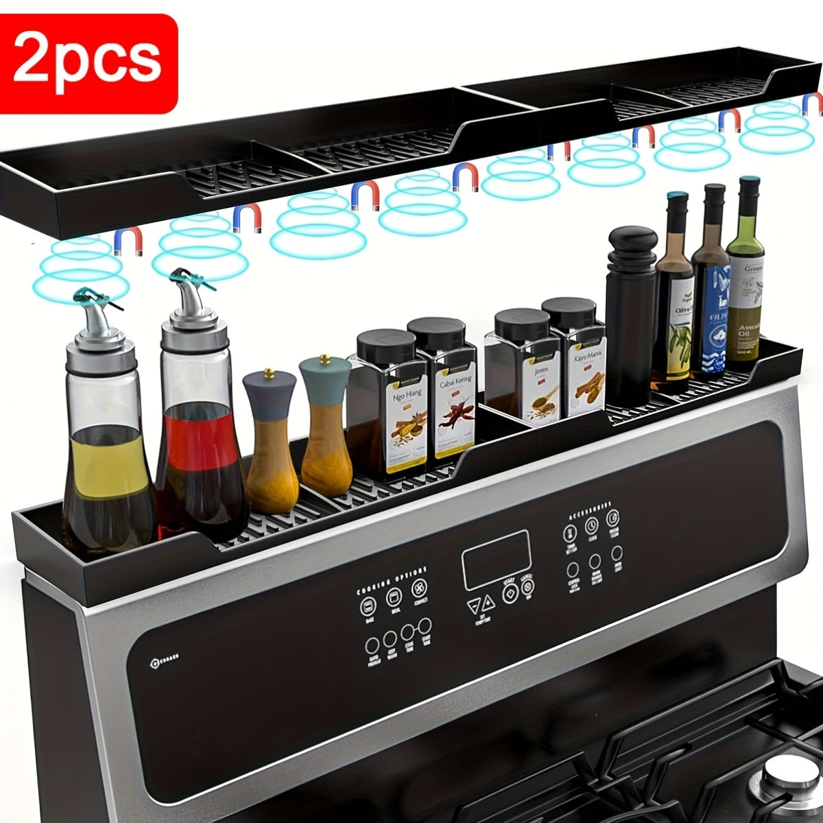 30-Inch Silicone Stove Organizer Rack with Heavy-Duty Suction Cups, Heat-Resistant, Dishwasher-Safe for Restaurants, Homes, And Commercial Kitchens