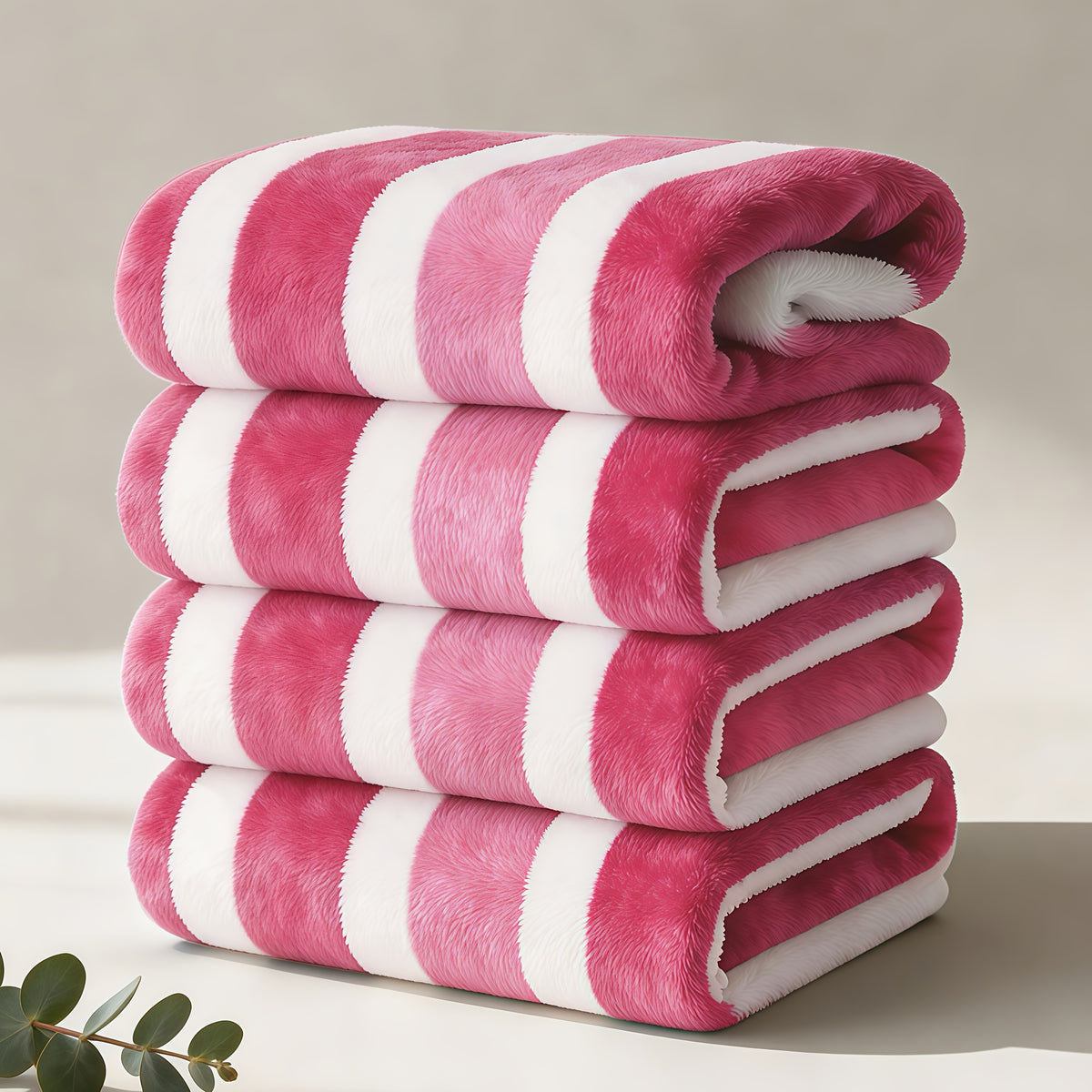 1/4 Or 5pcs Bath Towel Set with Bath Loofah, Highly Absorbent And Quick-Drying | Ultra-Soft Microfiber Beach Towels for Adults, Two-Color Striped Interval Bath Towels Perfect for The Beach, Spa, Gym & Home Bathroom Essentials - 27 X 55 Inches