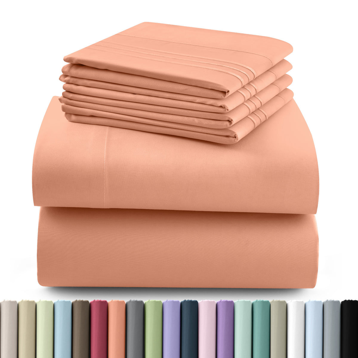 Hannah Bedding Sheet Set - 6 PC Brushed 100% polyester Bed Sheets 16 Inches Deep Pockets - Embroidered & Plain Pillowcases - Hotel Luxury Sheets Bed Set - Soft Bedding Sheets