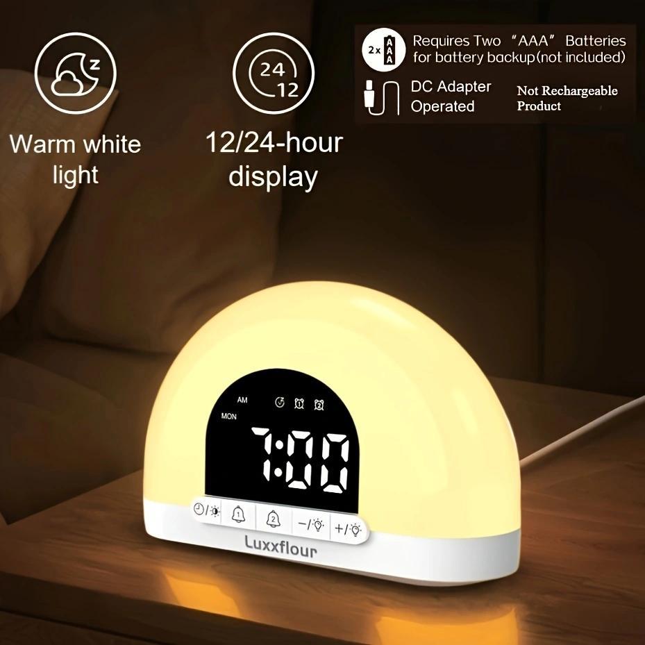 Luxxflour Sunrise Alarm Clock Light Atmosphere Lamp Dual Alarm Clock and Weekday Mode