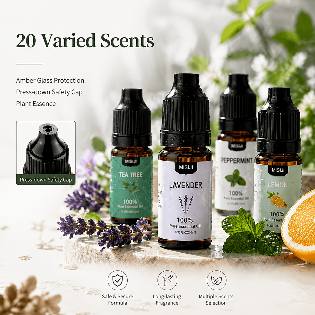 6/10/20pcs Essential Oils Set-Essential Oils for Diffuser for Home, Air Freshening Diffuser Oils Scents For, Laundry, Candle, Humidifiers 6/10/20 × 0.34oz. Ideal Valentines Day Gift for Women, Friends, Lover