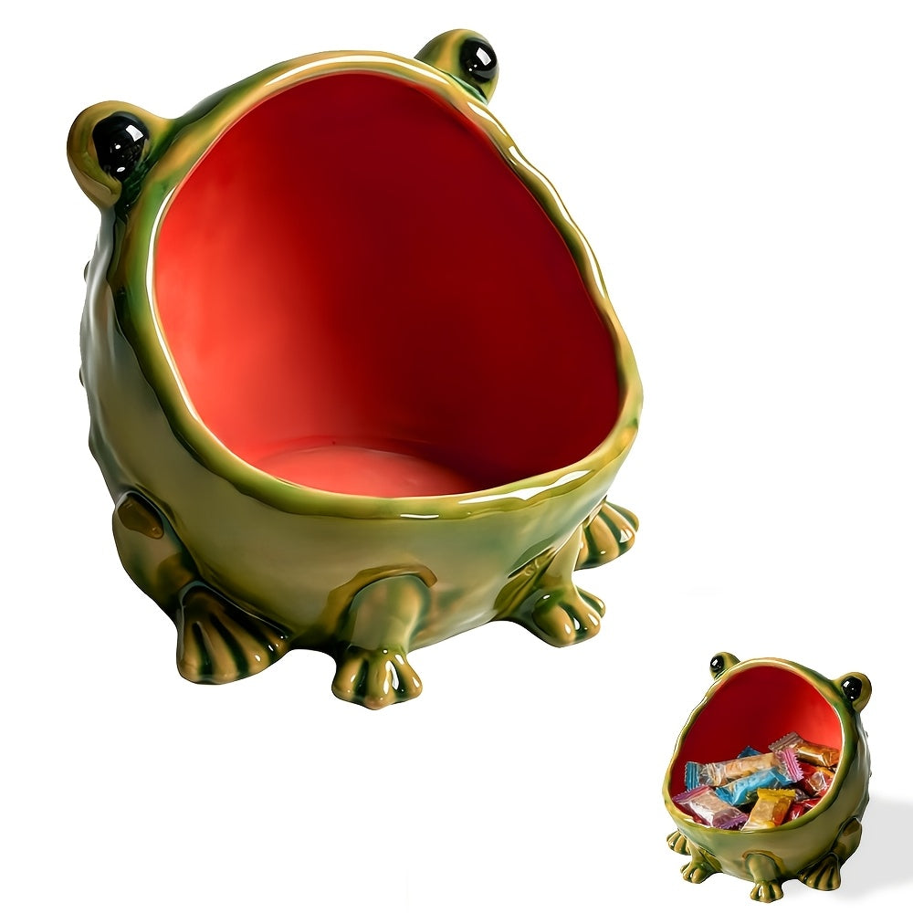 Frog Statue Storage Tray, Entrance Key Holder, Frog Statue Desktop Decoration, Creative Animal Sculpture Storage Basket Tray, Decorative Key Candy, Cute Housewarming Gift (Non-Food Contact)