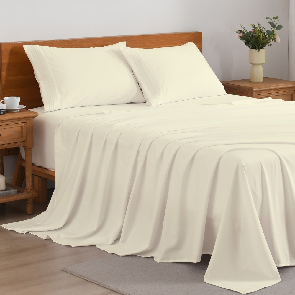 3/4-Piece Cooling Bed Sheet Set, Soft & Breathable Bedding with 18-Inch Deep Pocket, Hotel Luxury Sheets for Summer