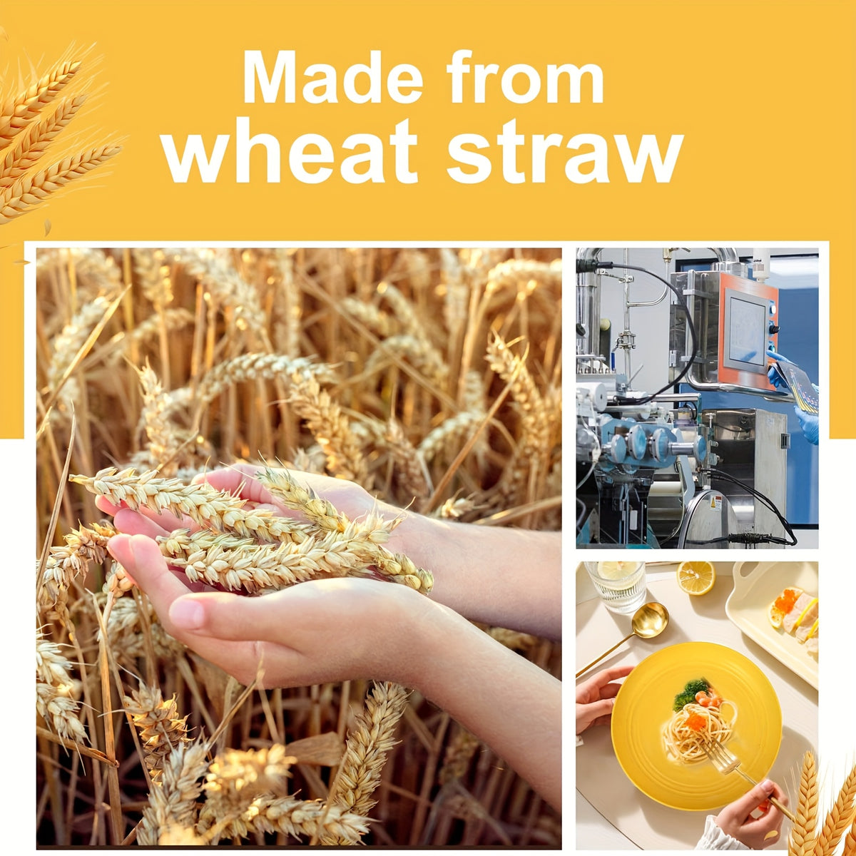 32/16pcs Wheat Straw Tableware Set, Round Plates, Dessert Plates, Bowls And Cups, Unbreakable Plates And Bowls Set, Service for 8/4, Dishwasher Safe, Durable And Lightweight And Easy-Clean for Kitchens, Rvs, Camping, And Outdoor Use