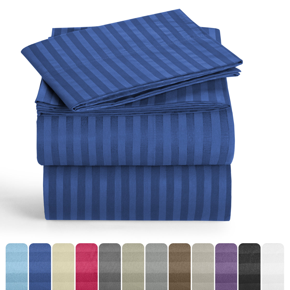 Lux Decor 4/3 Pieces Striped Bed Sheets Set - Hotel Luxury Sheets, Deep Pocket Up to 16 Inches, Extra Soft, Breathable Cooling Sheet & Pillowcases, Easy To Fit, Wrinkle Free, Fade & Stain Resistant Bedding Set